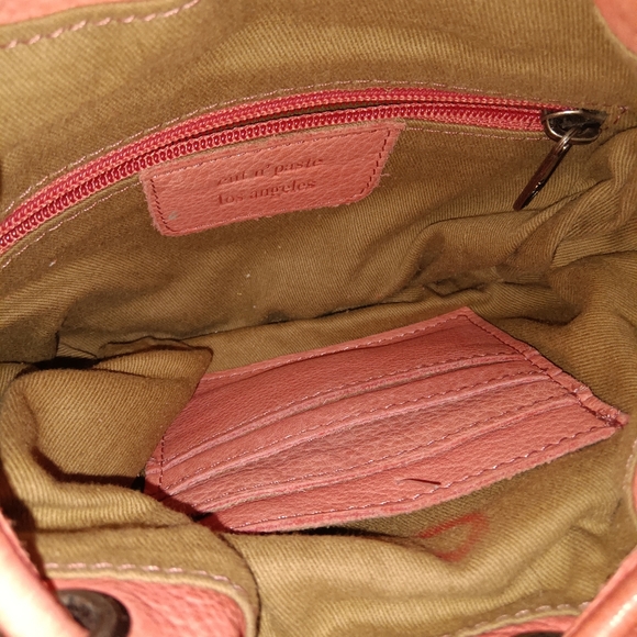 Cut N' Paste pale pink leather crossbody bag small drawstring purse - Picture 2 of 10